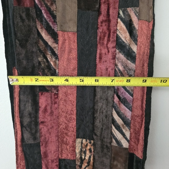 Chico's Rectangle Velvet Scarf Wrap Patchwork Animal Print 9" x 58" Reversible - Picture 8 of 8